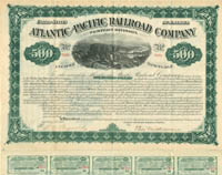 Atlantic and Pacific Railroad Co. - 1880 dated $500 Uncanceled Gold Bond (Uncanceled)
